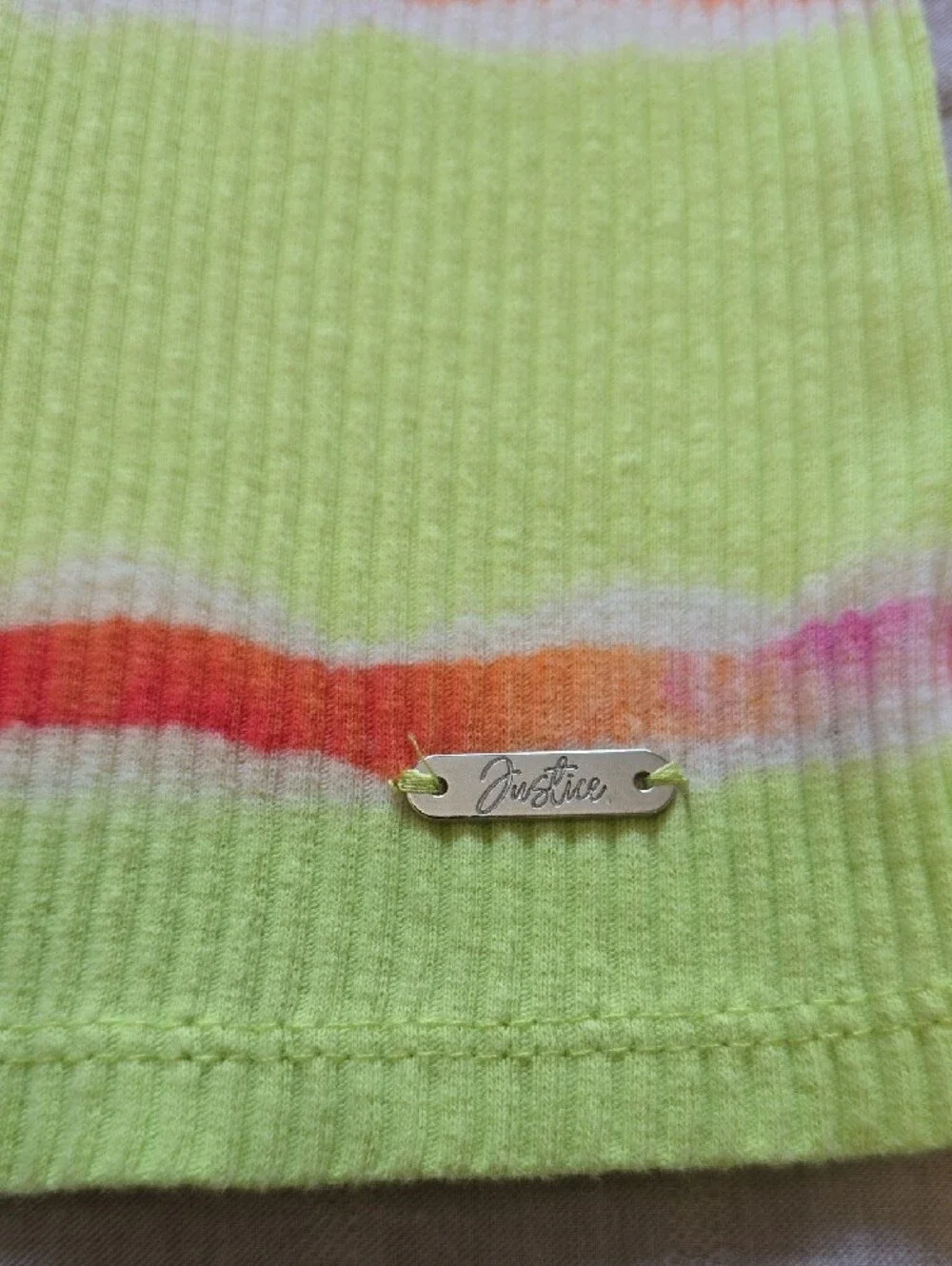 Justice Neon Citrus Yellow Tie-Dye Tank Top Girls Size M (10)
